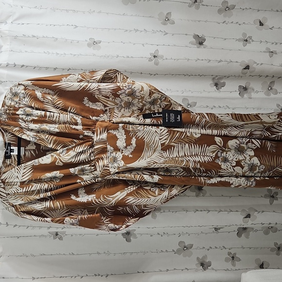 LULUS TAKE A HOLIDAY TAN TROPICAL PRINT MAXI DRESS SZE SMALL - Picture 3 of 8